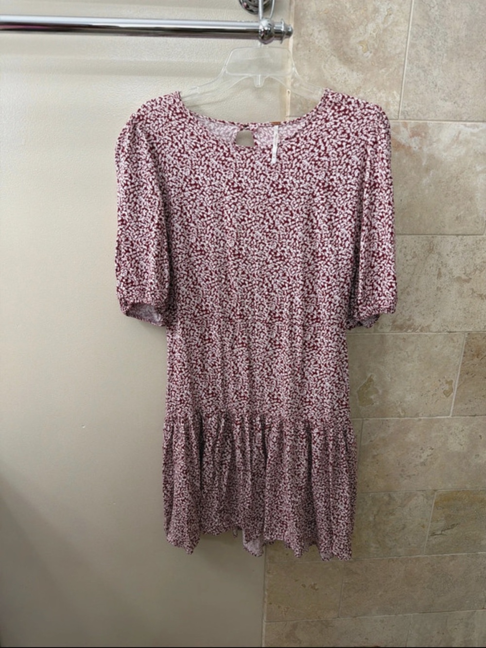 Free People Mauve- Floral Tiered Short Sleeve Dress